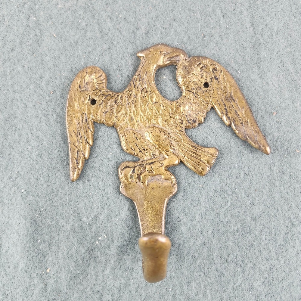 Vintage Solid Brass Eagle Wall Mount Coat Hat Hook